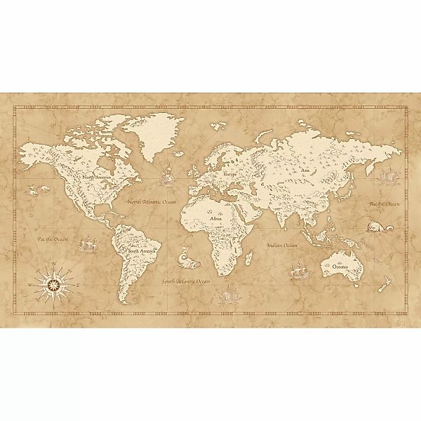 Komar Vliesfototapete Vintage World Map 500 cm x 280 cm günstig online kaufen