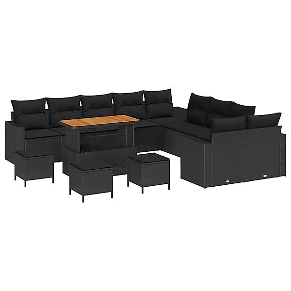 vidaXL Gartensofa-set mit Kissen 18-Tlg Schwarz Poly-Rattan 3363629 günstig online kaufen