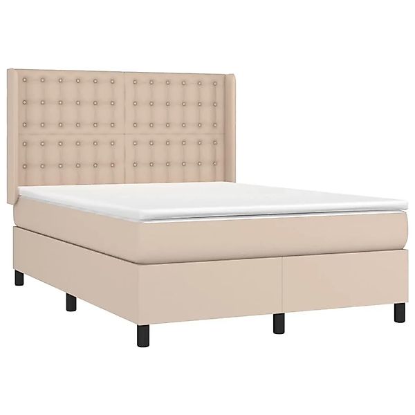 vidaXL Boxspringbett mit Matratze & LED Cappuccino-Braun 140x200cm 3139390 günstig online kaufen