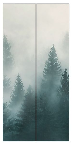 Bilderdepot24 Schiebegardine modern Flächenvorhang blickdicht Nadelwald günstig online kaufen