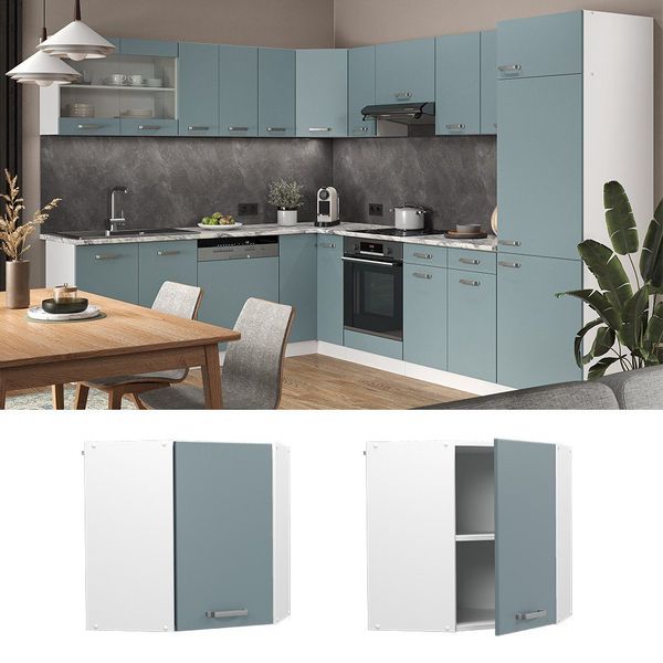Vicco Eckhängeschrank R-Line, Blau-Grau/Weiß, 57 cm günstig online kaufen