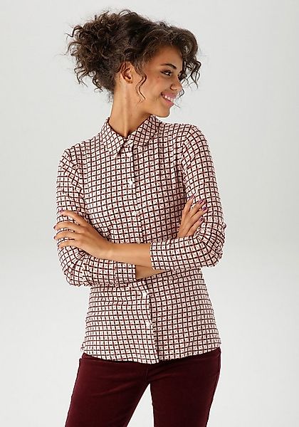 Aniston CASUAL Hemdbluse mit farbharmonischem Retro-Muster günstig online kaufen