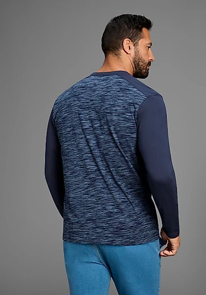 Arizona Longsleeve Langarm, melierte Optik, Rundhalsausschnitt mit Knopflei günstig online kaufen