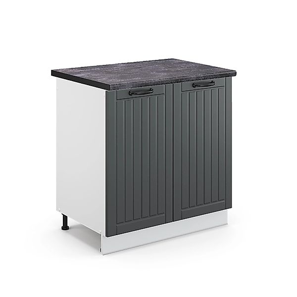 Vicco Spülenunterschrank Fame-Line Anthrazit Landhaus/Weiß 80 cm AP Eiche günstig online kaufen
