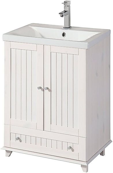 welltime Waschtisch Venezia, Badmöbel, aus massiver Kiefer, mit Keramikbeck günstig online kaufen