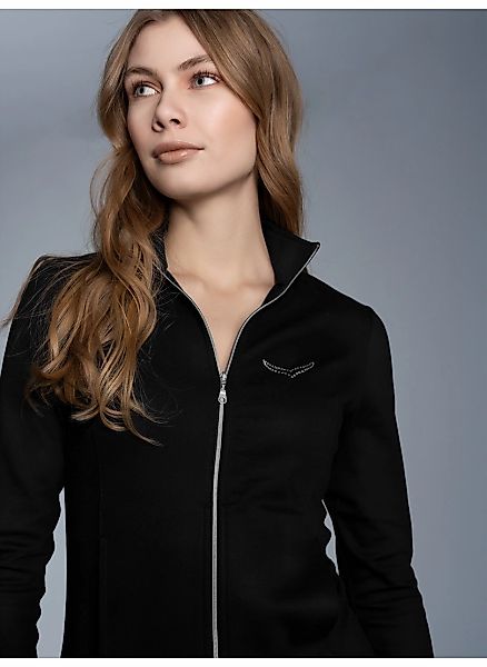 Trigema Sweatjacke "TRIGEMA Jacke mit Kristallsteinen" 1 Stk. günstig online kaufen