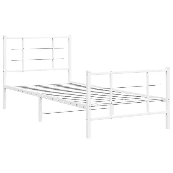 vidaXL Bettgestell mit Kopf- und Fußteil Metall Weiß 90x190 cm 355620 günstig online kaufen
