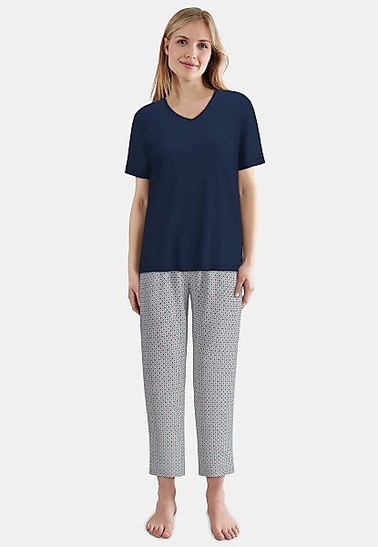 TOM TAILOR Pyjama Kurzarm, mit Muster, V-Ausschnitt, Baumwollmix günstig online kaufen