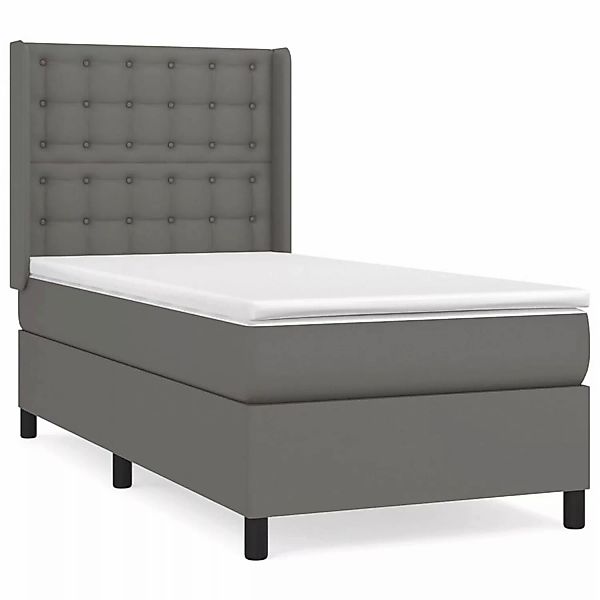 vidaXL Boxspringbett mit Matratze Grau 90x200 cm Kunstleder1466304 günstig online kaufen