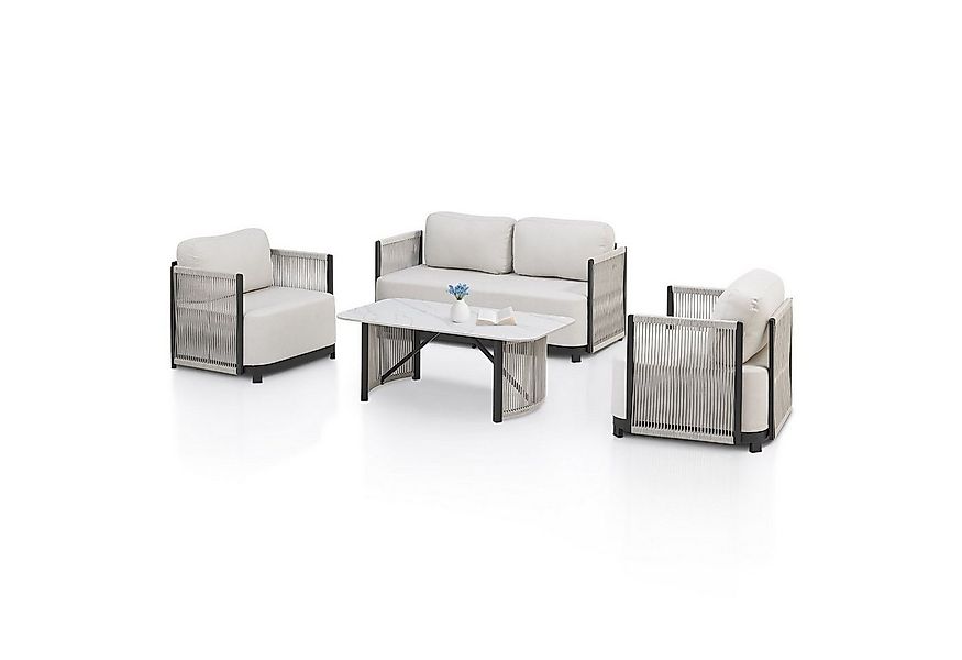 Juskys Gartenlounge-Set Curacao, (4-tlg), Wasserabweisendes und schnelltroc günstig online kaufen