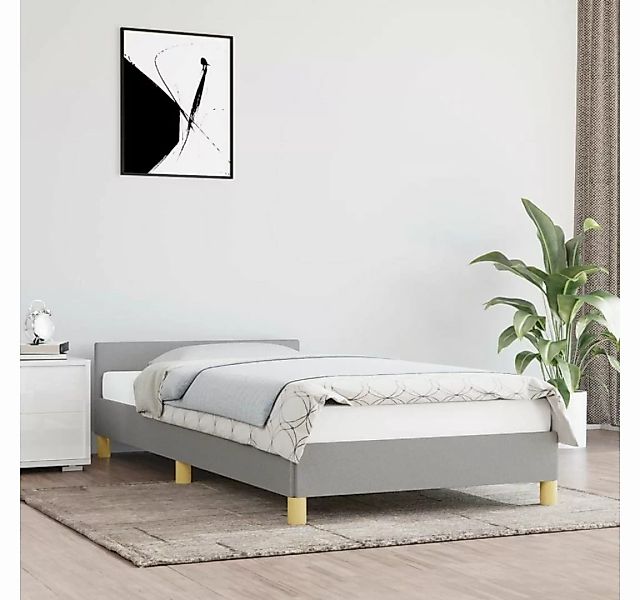 furnicato Bett Bettgestell mit Kopfteil Hellgrau 100x200 cm Stoff günstig online kaufen