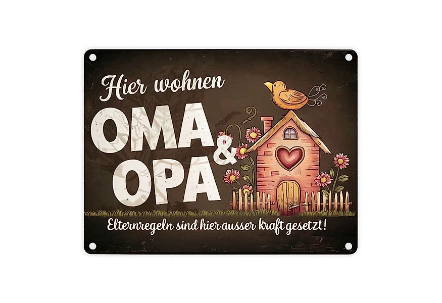 speecheese Metallschild Hier wohnen Oma und Opa Metallschild in 15x20 cm El günstig online kaufen
