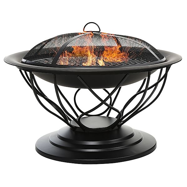 Outsunny Feuerstelle  Feuerschale mit Schutz & Schürhaken, Outdoor Garten T günstig online kaufen