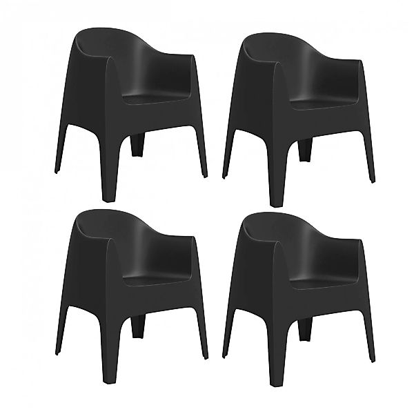Vondom - Solid Armlehnstuhl 4er Set - schwarz/HxBxT 80x65x60cm/für Innen- u günstig online kaufen