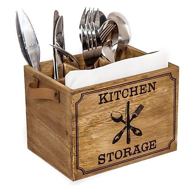 Macosa Home Besteckkasten Besteckkorb Holz Serviettenhalter Tischaufbewahru günstig online kaufen