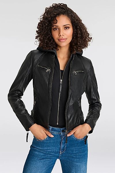 Mauritius Lederjacke NOLA Two-in-One Style - mit abnehmbarer Jersey-Kapuze günstig online kaufen
