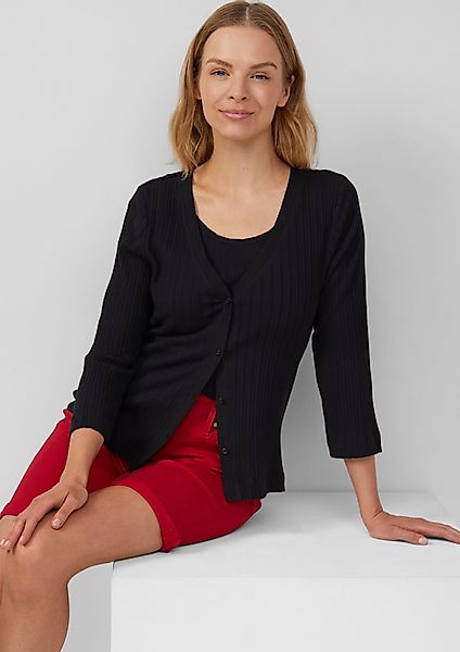 s.Oliver 3/4-Arm-Shirt Semitransparente Strickjacke aus Ajour-Rippe günstig online kaufen