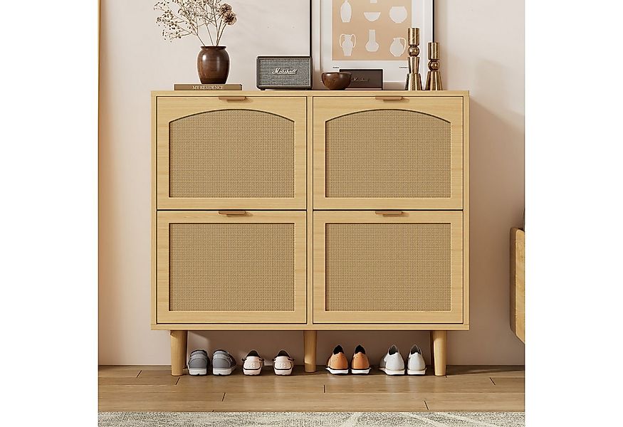 i@home Sideboard Schuhschrank mit 4 Klappschubladen,Schuhkommode aus Rattan günstig online kaufen