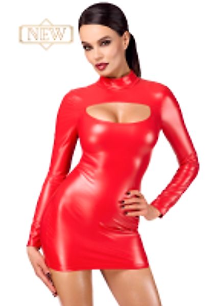 Wetlook-Minikleid mit Keyhole-Dekolleté günstig online kaufen