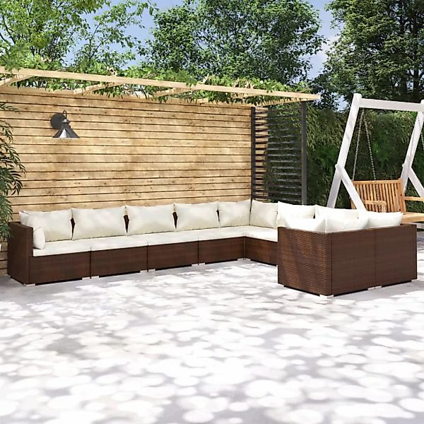 Vidaxl 9-tlg. Garten-lounge-set Mit Kissen Poly Rattan Braun günstig online kaufen