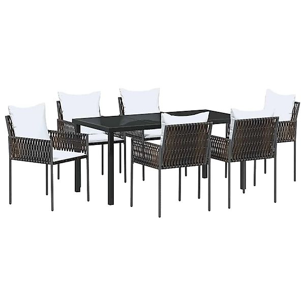 vidaXL Garten Essgruppe 7-Tlg Braun Poly Rattan 3379097 günstig online kaufen