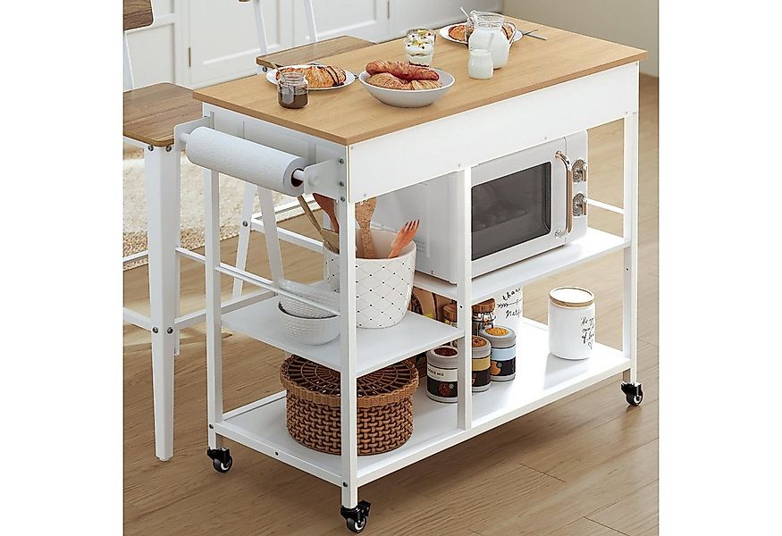 VASAGLE Küchenwagen, Servierwagen, verstellbare Ablagen, 2 Schubladen/Haken günstig online kaufen