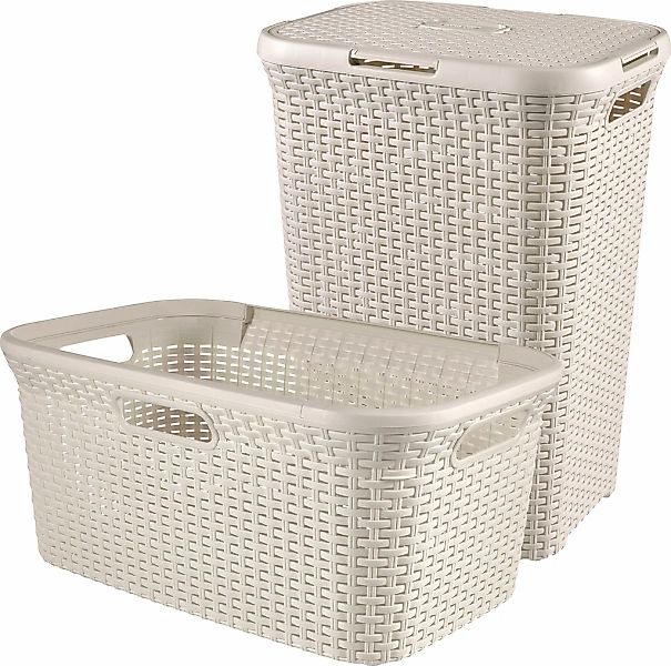 Curver Wäschekorb "Style", (Set, 2 St.), und Wäschewanne creme günstig online kaufen