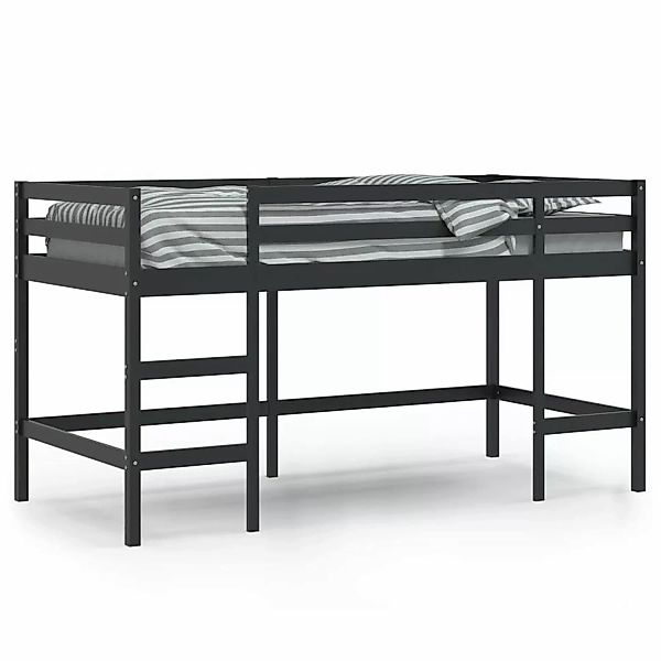 vidaXL Kinderhochbett mit Leiter Schwarz 90x200 cm Massivholz Kiefer1925973 günstig online kaufen