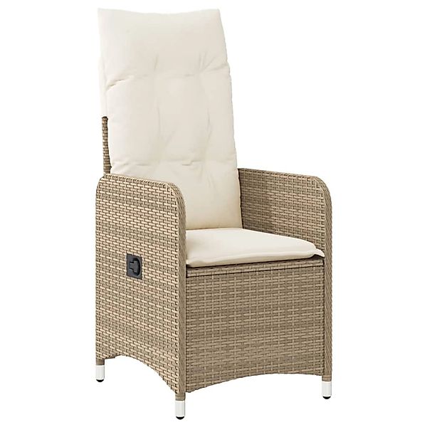 vidaXL Gartensessel mit Kissen Verstellbar Beige Poly Rattan günstig online kaufen