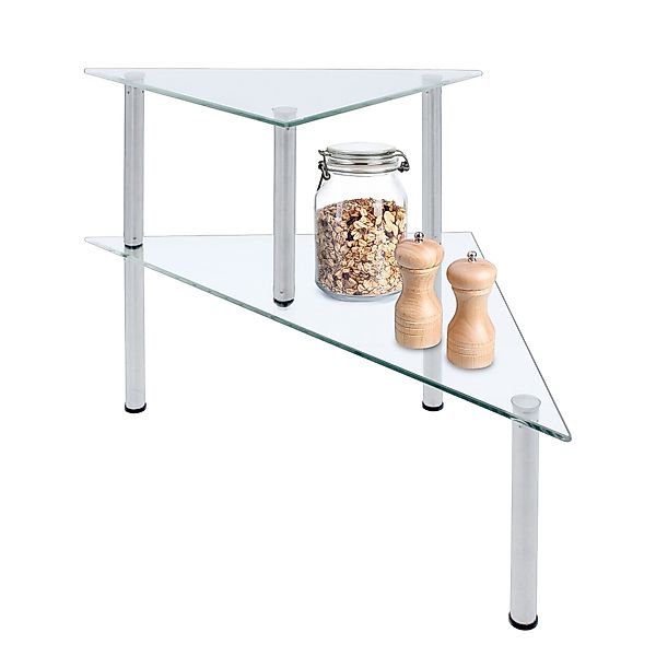 Spetebo Küchenregal Zweistufiges Glas Eckregal - günstig online kaufen
