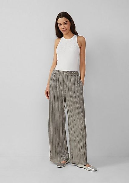 QS Stoffhose Plissierte Wide-Leg-Hose günstig online kaufen