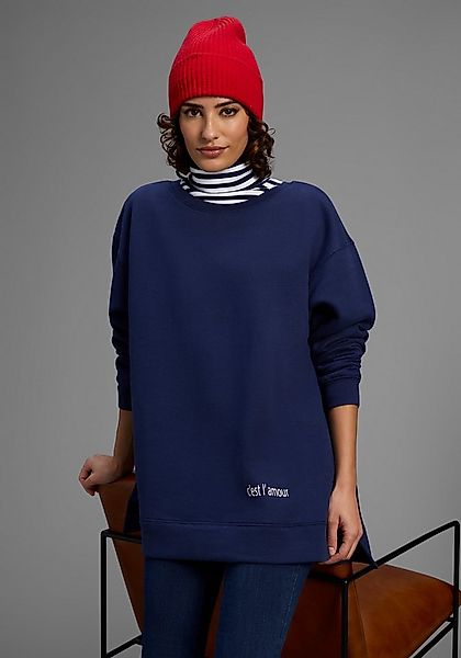Laura Scott Longsweatshirt Weiche Baumwollmischung mit Seitenschlitzen und günstig online kaufen