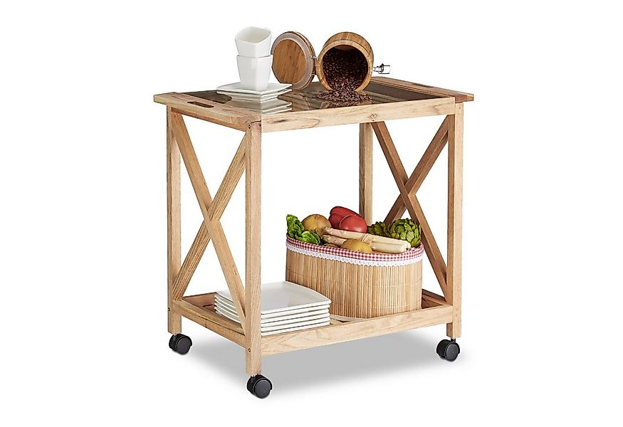 relaxdays Küchenwagen aus Walnussholz günstig online kaufen