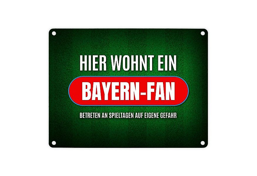 speecheese Metallschild Hier wohnt ein Bayern Fan Metallschild mit Rasen Mo günstig online kaufen