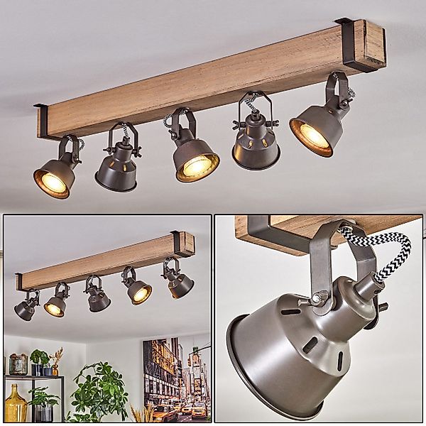 hofstein Deckenleuchte Deckenlampe aus Metall/Holz in günstig online kaufen
