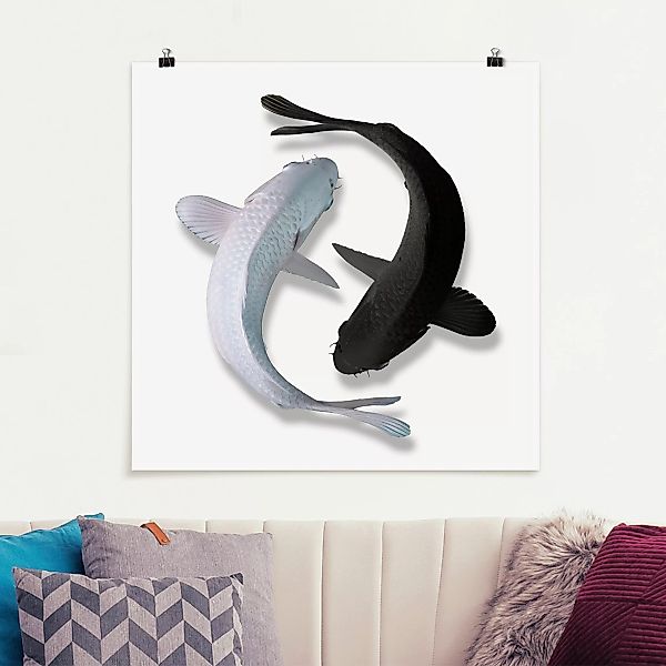 Poster - Quadrat Fische Ying & Yang günstig online kaufen