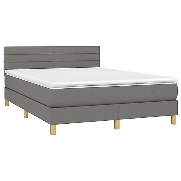 vidaXL Boxspringbett mit Matratze & LED Dunkelgrau 140x200 cm Stoff 3133798 günstig online kaufen