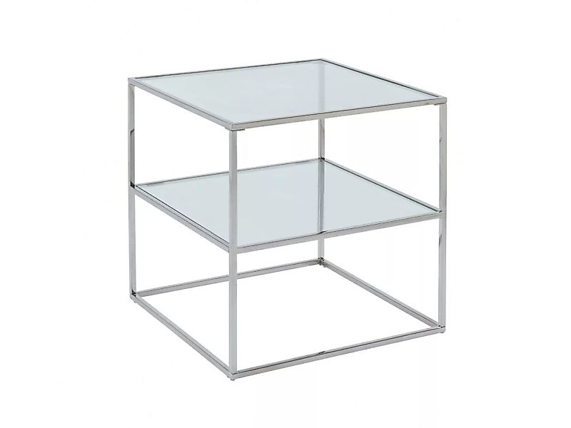 Nachttisch mit 2 Ablagen - Glas & Stahl - Silberfarben - KOHANNA günstig online kaufen