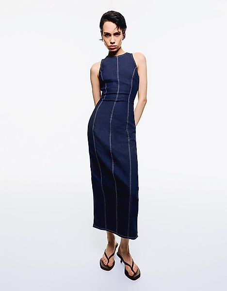 Bershka Langes Kleid Damen M Marinenblau günstig online kaufen