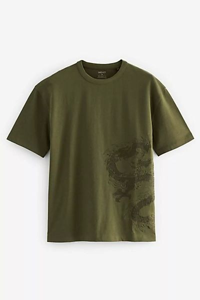 Next Print-Shirt Besticktes dickes T-Shirt im Relaxed Fit (1-tlg) günstig online kaufen