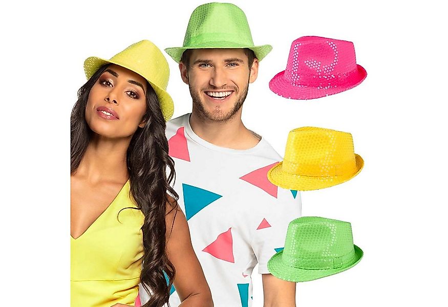 Boland Kostüm Hut Popstar 'Pailletten' Neon, Verschiedene Farbe günstig online kaufen