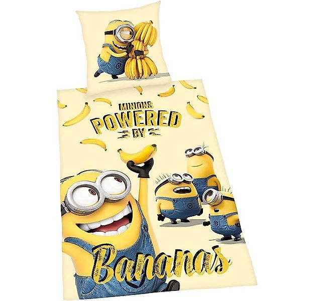 Herding Bettwäsche Minions, 80 x 80 + 135 x 200 cm Bananen Bettbezug Kissen günstig online kaufen