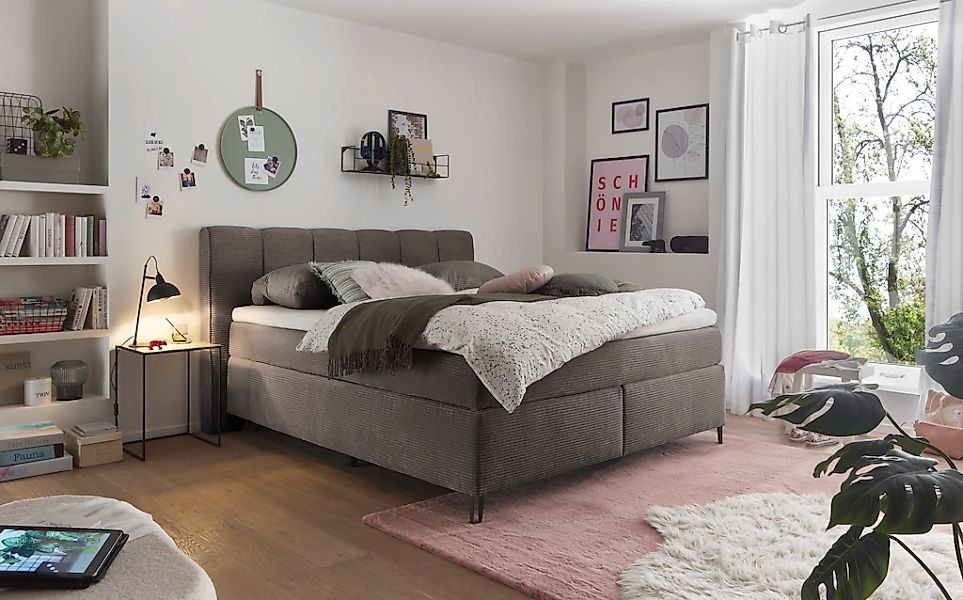set one by Musterring Boxspringbett "Fairfield", Metallfuß schwarz, Kopftei günstig online kaufen