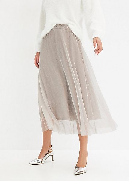 bonprix Jerseyrock aus leicht transparentem Materialmix, ausgestellte Passf günstig online kaufen