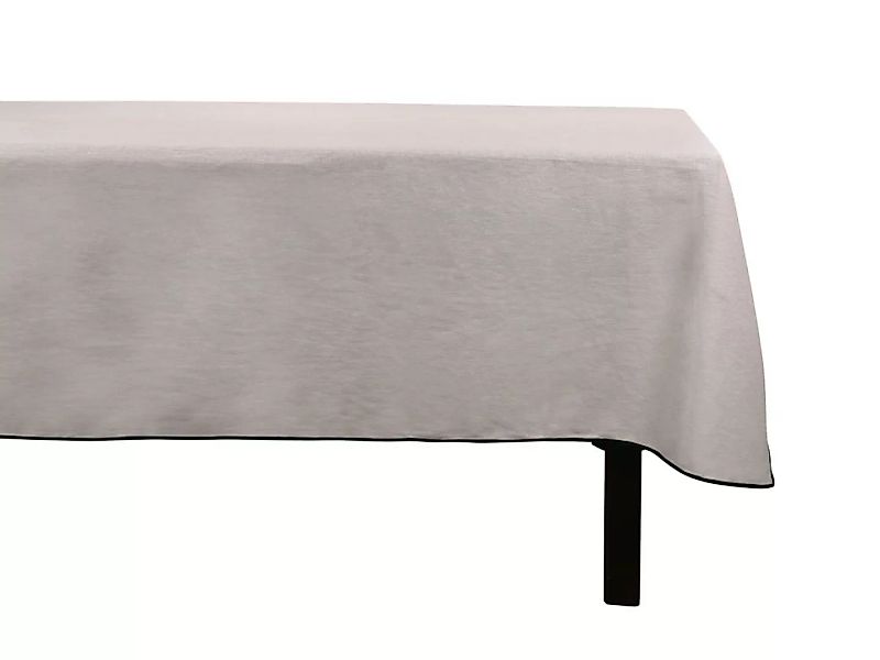 Tischdecke aus Baumwolle & Leinen mit schwarzem Rand - 170 x 250 cm - Taupe günstig online kaufen