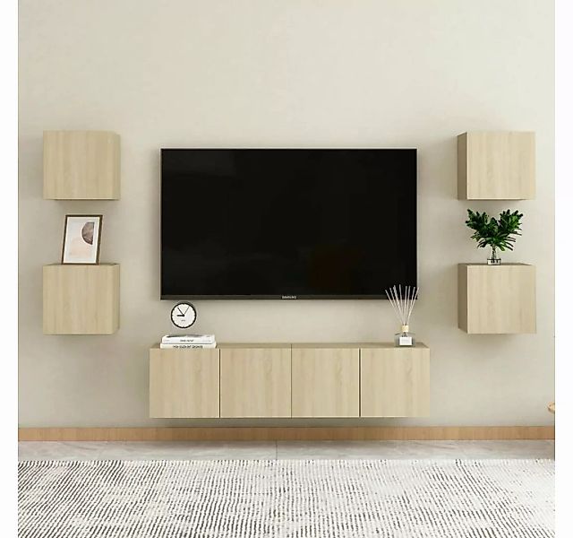furnicato TV-Schrank 6-tlg. TV-Schrank-Set Sonoma-Eiche Holzwerkstoff günstig online kaufen