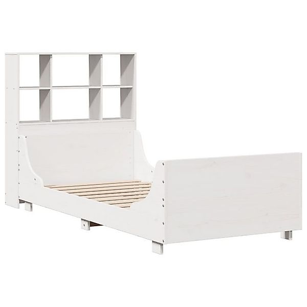 vidaXL Bett Massivholzbett mit Regal ohne Matratze Weiß 90x190 cm günstig online kaufen