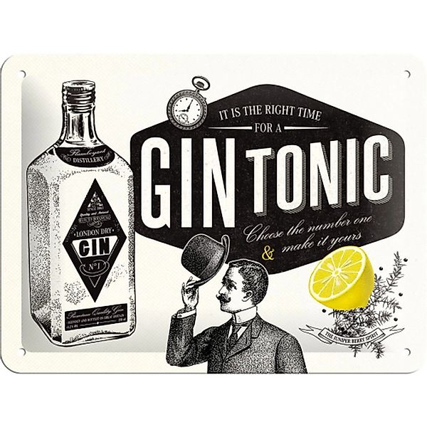 Nostalgic-Art Blechschild 15x20 cm - Open Bar - Gin Tonic günstig online kaufen