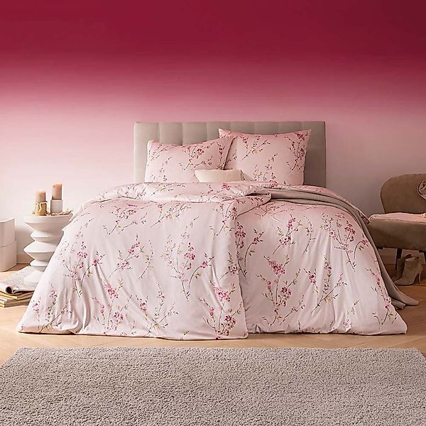 Estella Interlock Jersey Bettwäsche Elsa 6276-202 Blumen Puder 135x200 günstig online kaufen