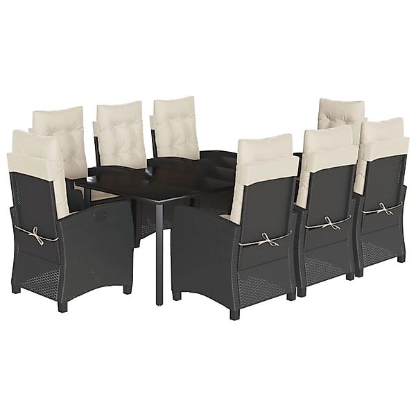 vidaXL 9-Tlg Garten-Essgruppe mit Kissen Schwarz Poly Rattan 3212740 günstig online kaufen